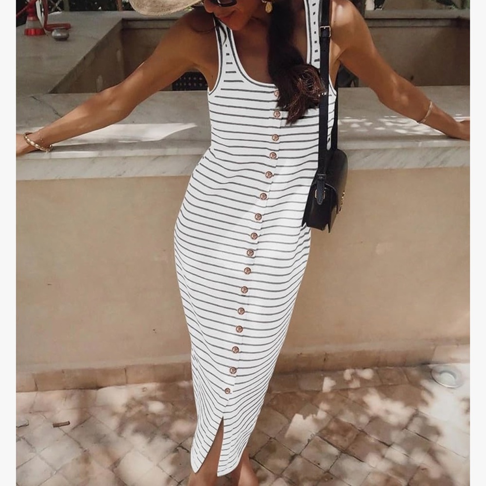 AMAZON NWT striped tank midi dress
